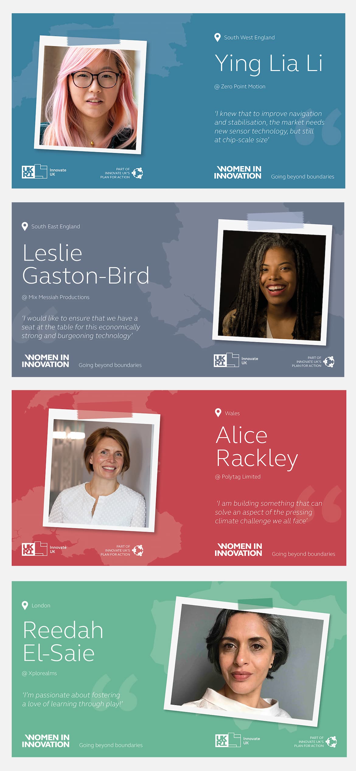 Women in Innovation Twitter cards design examples